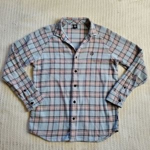 Neff Men's Medium Chopper Flannel Button Down Long Sleeve Shirt Blue Pink